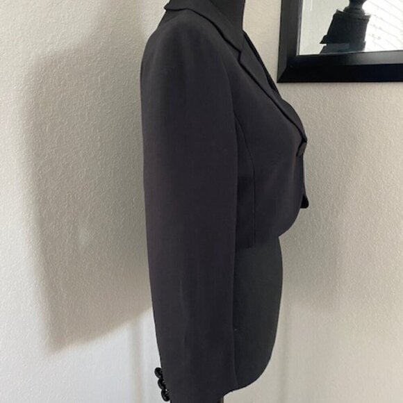 MOSCHINO Cheap & Chic Single Button Black Cropped Suit Blazer Jacket Sz 6 - Picture 4 of 14